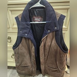 Kemo Sabe leather trim wool blend warm mens vest size 40 or large